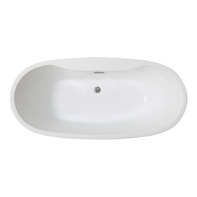 29in x 60in Gloss White Acrylic Oval Freestanding Soaking Bathtub Drain