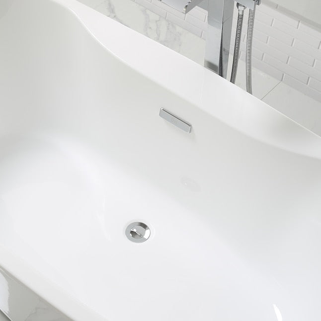 29in x 60in Gloss White Acrylic Oval Freestanding Soaking Bathtub Drain