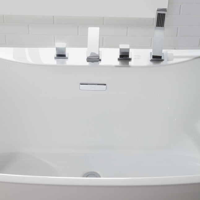 29in x 60in Gloss White Acrylic Oval Freestanding Soaking Bathtub Drain