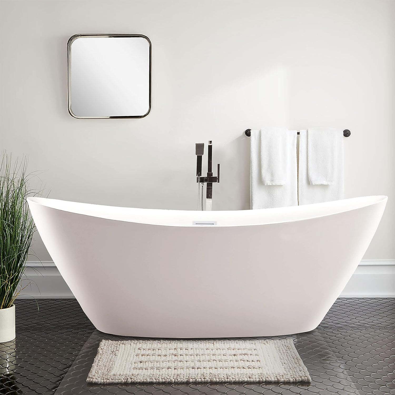 71" X 33" Freestanding Bathtub | Home Improvement Bathtubs with Contemporary Design for Soaking and Bathing, Overflow and Pop-up Drain with UPC Certified, Acrylic