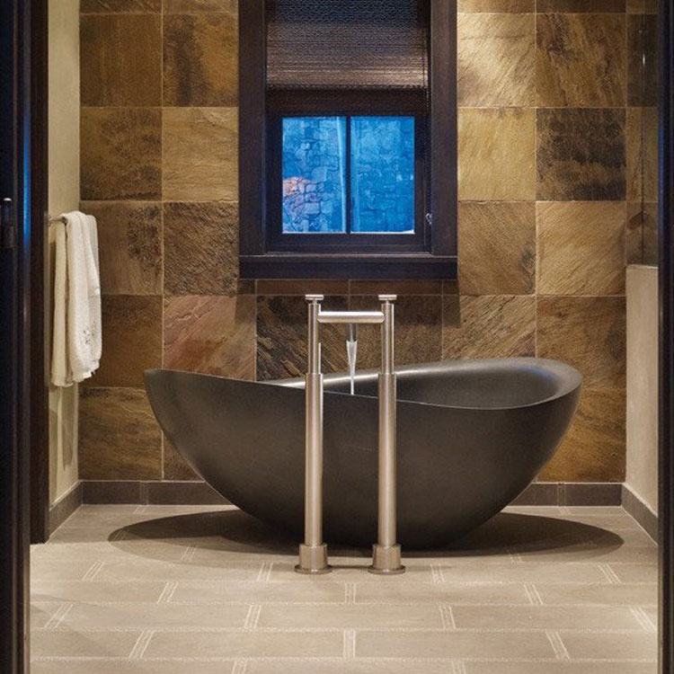 Custom Design Handmade Natural Stone Japanese Ofuro Soaking Bathtub