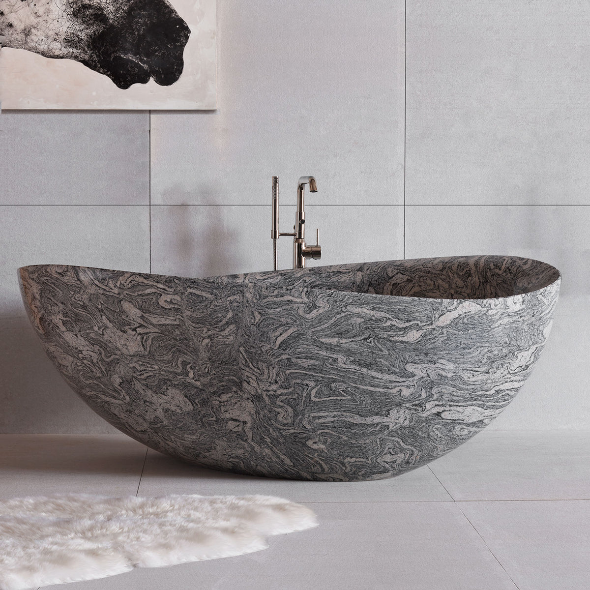 Custom Design Handmade Natural Stone Japanese Ofuro Soaking Bathtub