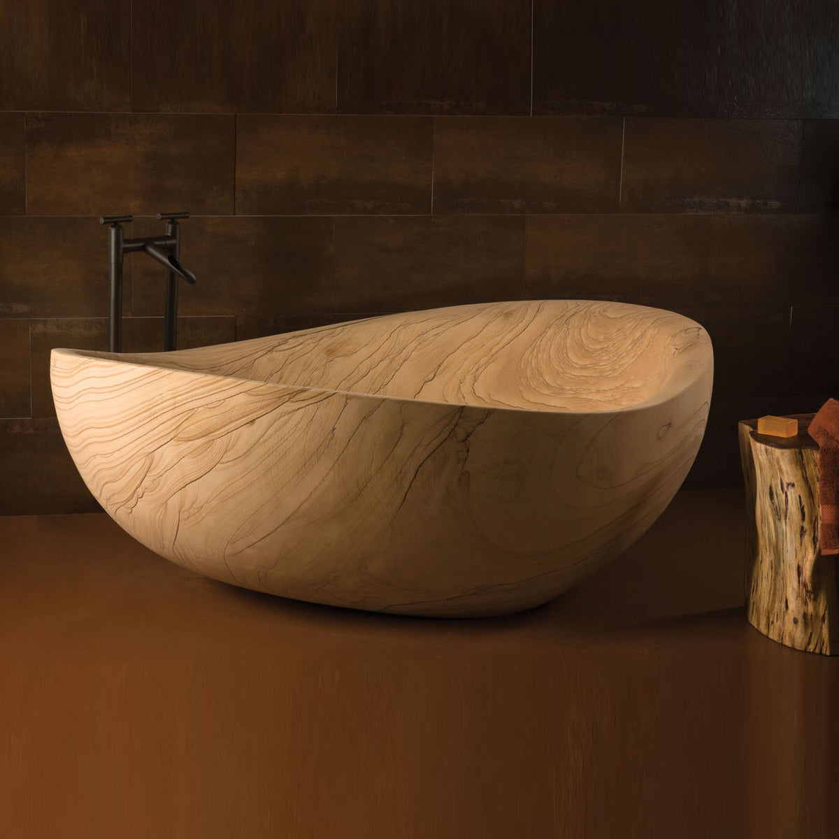 Custom Design Handmade Natural Stone Japanese Ofuro Soaking Bathtub