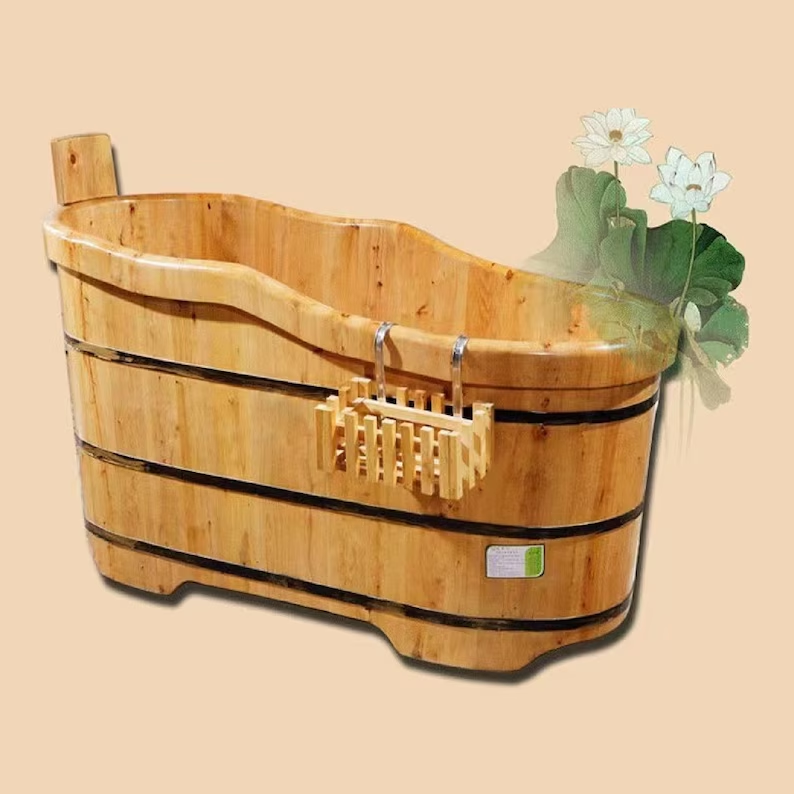 Japanese Ofora Soaking Wood Bathtub with Accessories