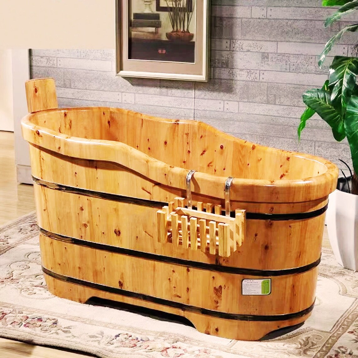 Japanese Ofora Soaking Wood Bathtub with Accessories