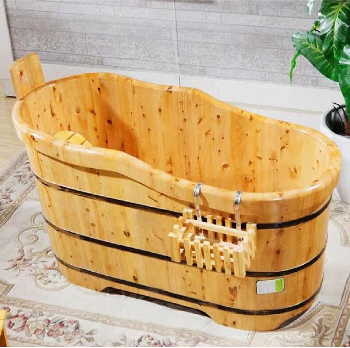 Japanese Ofora Soaking Wood Bathtub with Accessories