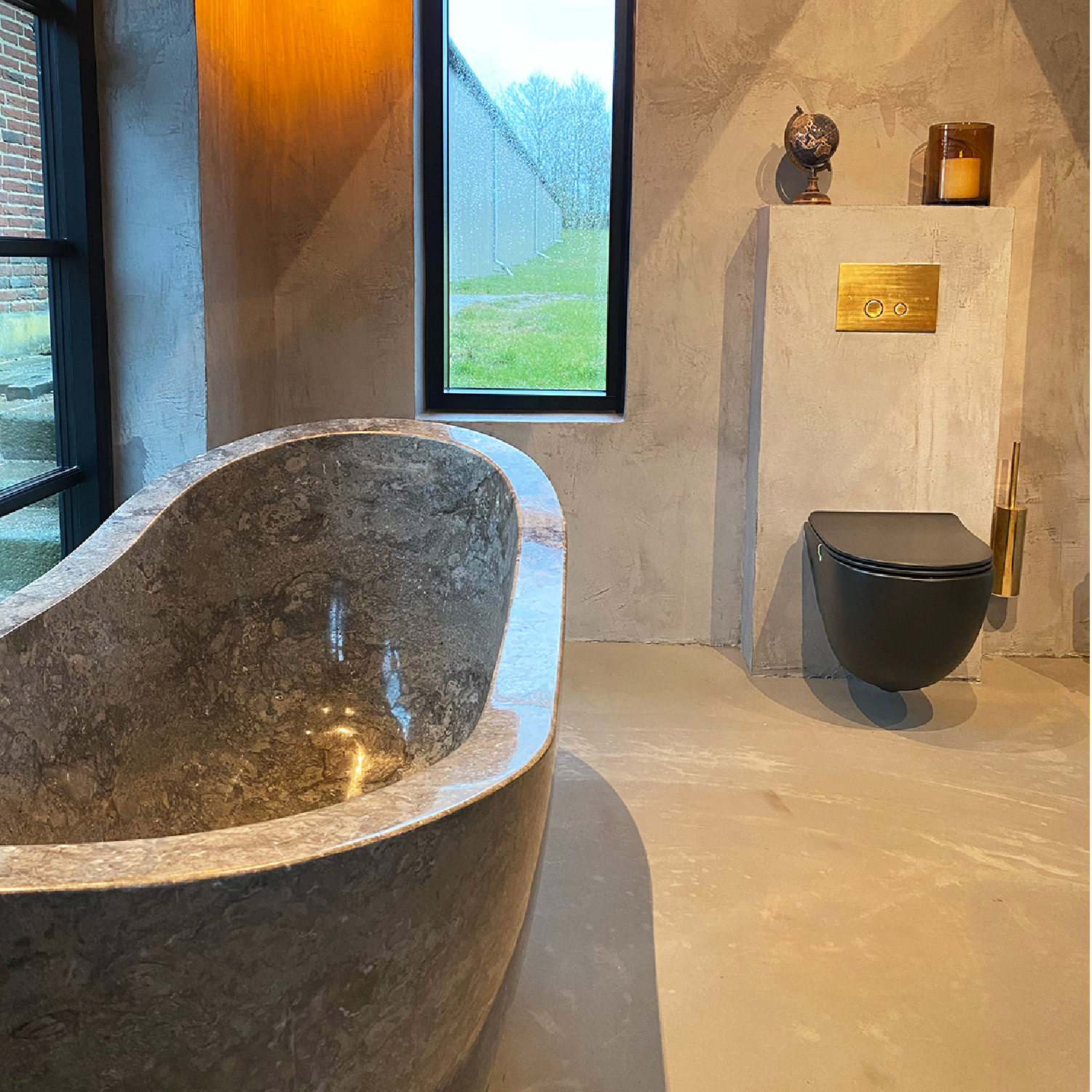 JJ Haus Marble Stone Bathtub - Freestanding Stone Bath