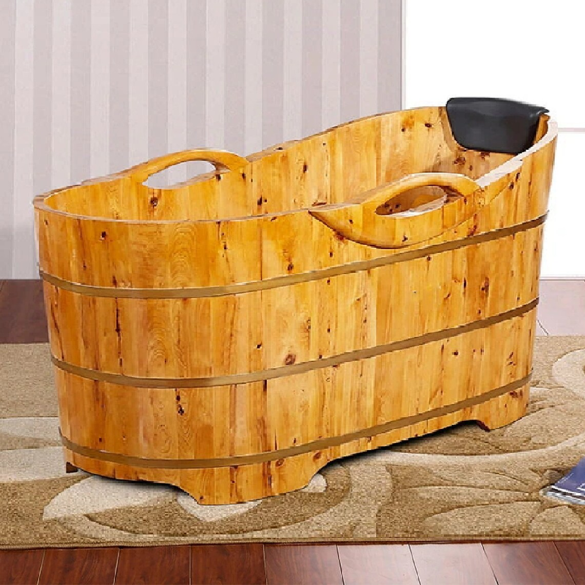 High Quality Wooden Bathtub with Handrail