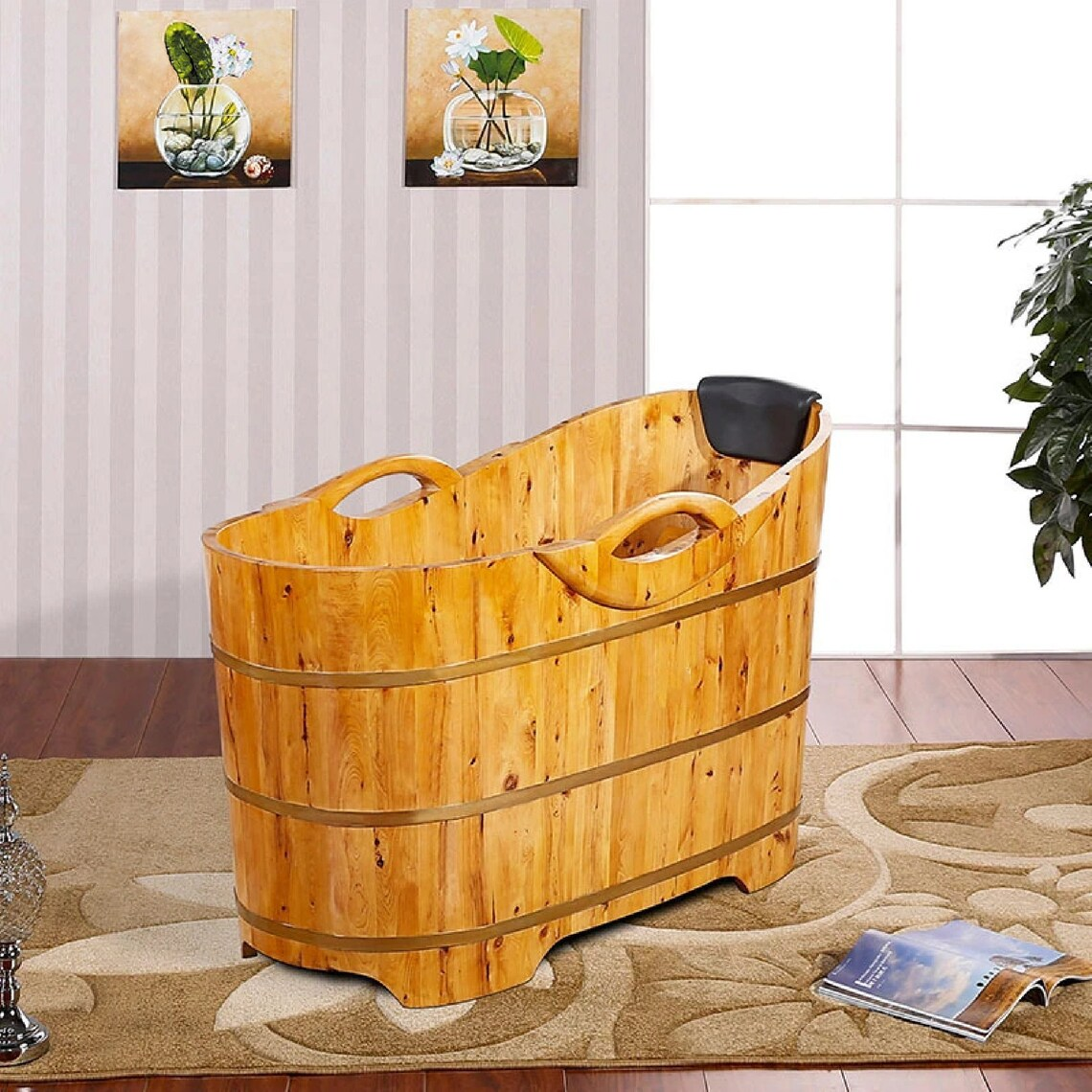 High Quality Wooden Bathtub with Handrail