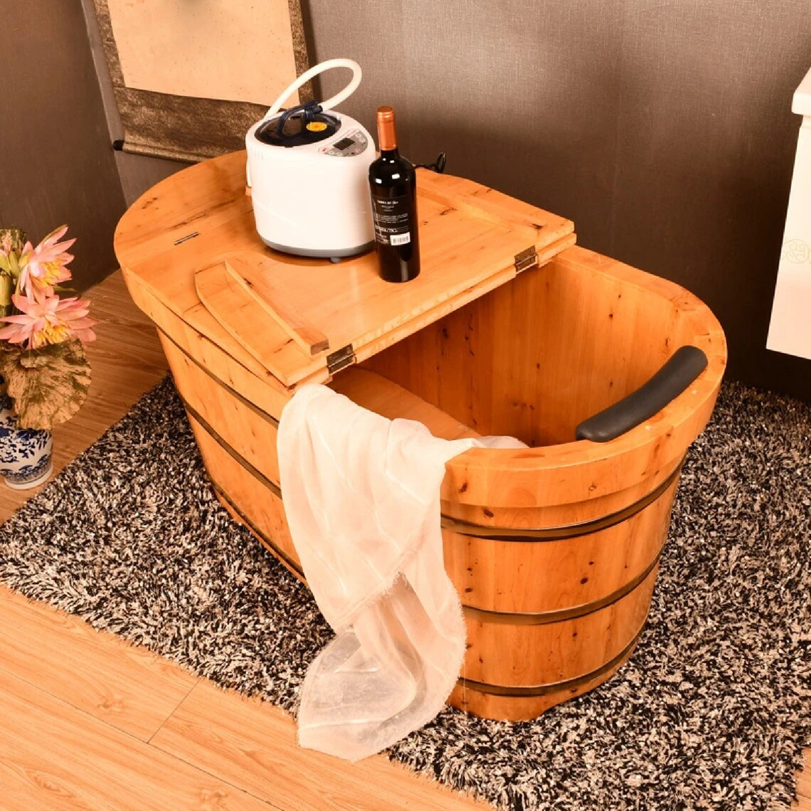 Handmade Cedar Wooden Bathtub • High Quality