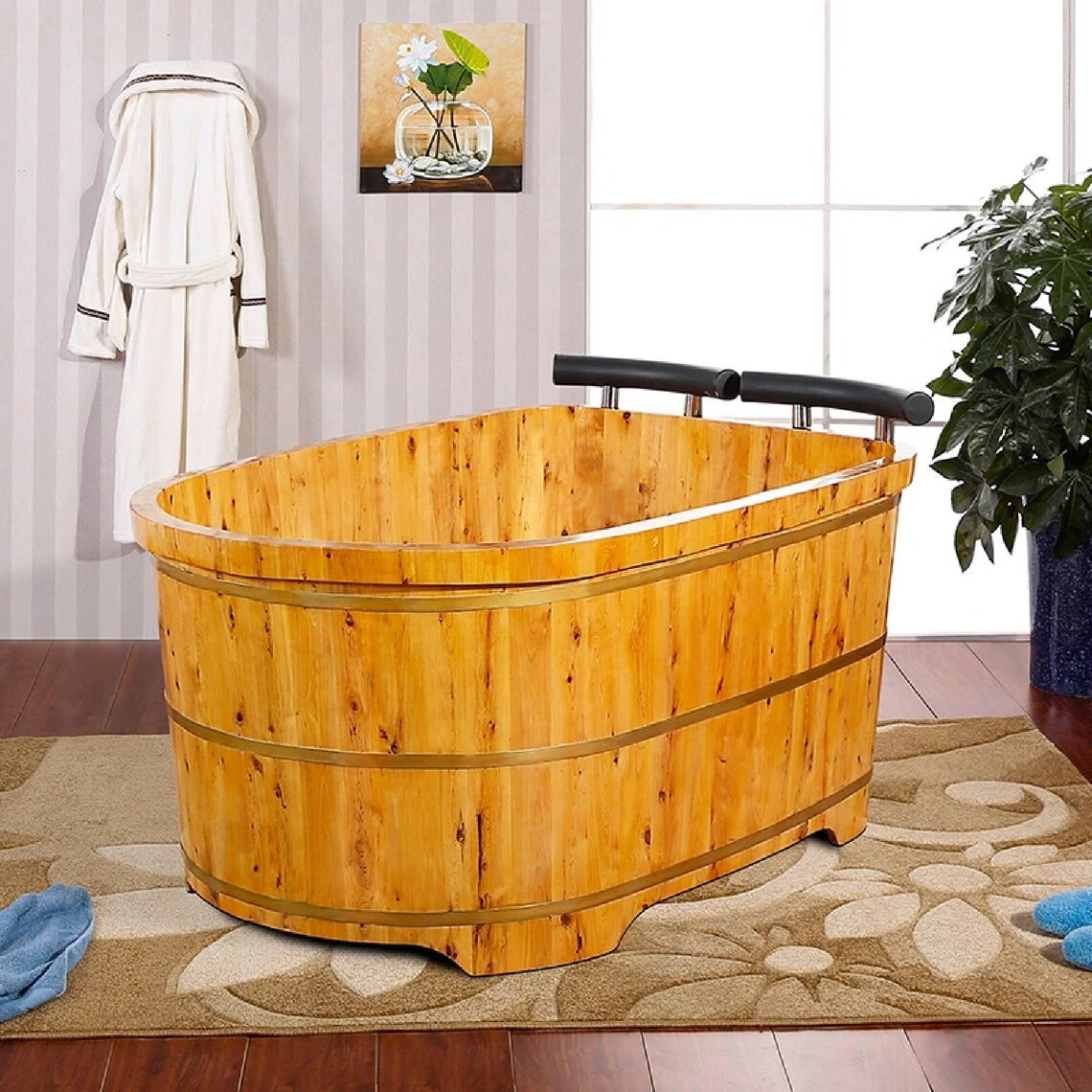 High Quality Cedar Wood Double Bathing Tub • Couple Bathtub • Hotel Special Bathing Barrel