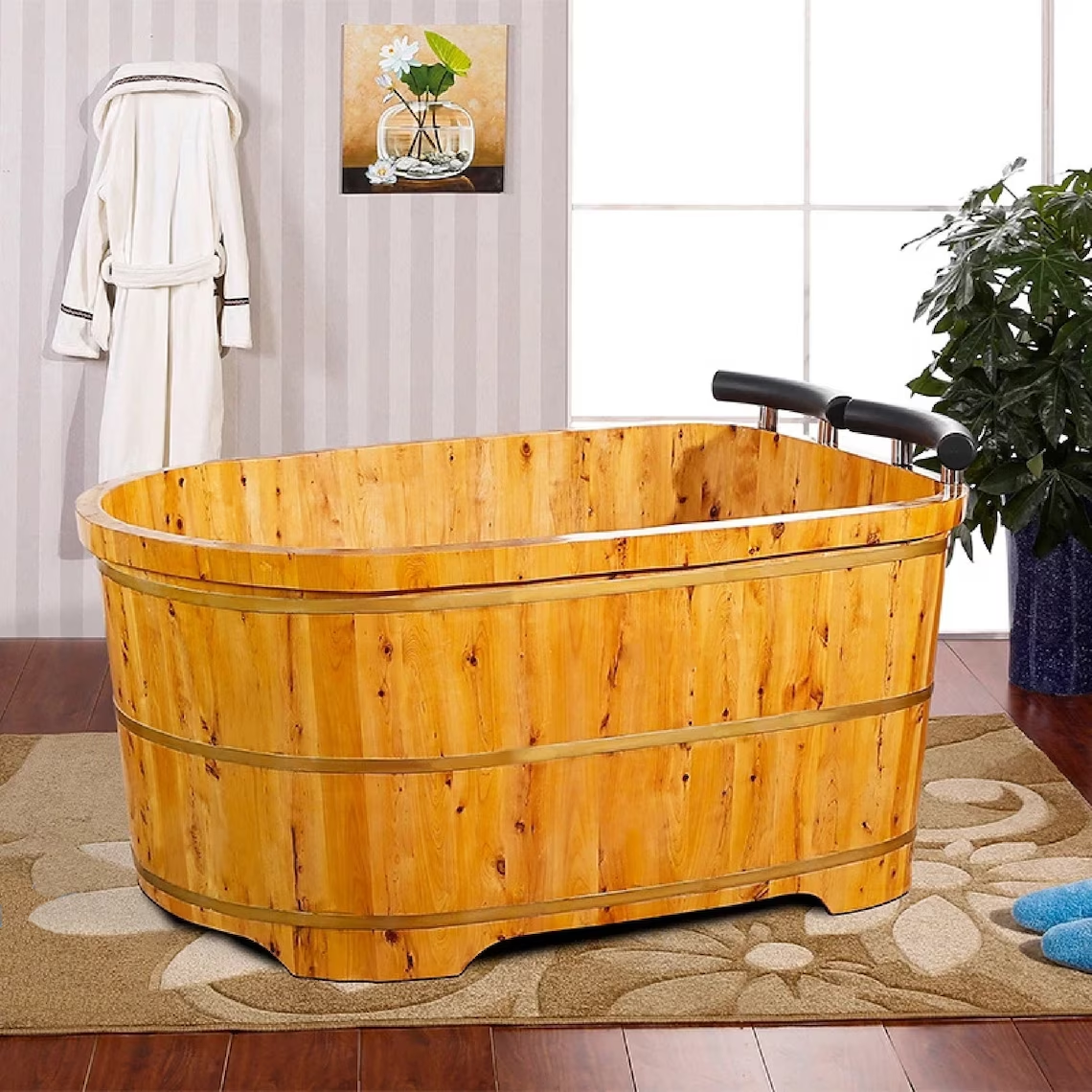 High Quality Cedar Wood Double Bathing Tub • Couple Bathtub • Hotel Special Bathing Barrel