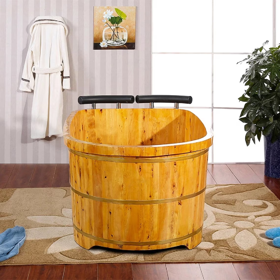 High Quality Cedar Wood Double Bathing Tub • Couple Bathtub • Hotel Special Bathing Barrel