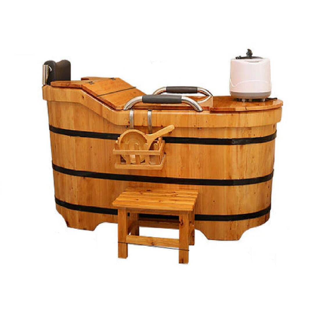 High Quality Free Standing Cedar Wood Bath Tub with accessories