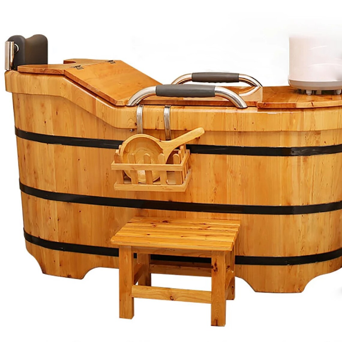 High Quality Free Standing Cedar Wood Bath Tub with accessories